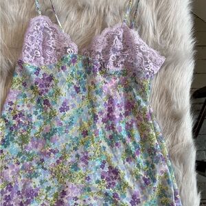 Victoria's Secret Purple and Green Floral Chemise